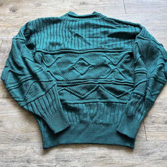 Vintage Sweater Knit Women's Medium 90s Saturdays Oversized Green Teal - Picture 5 of 5